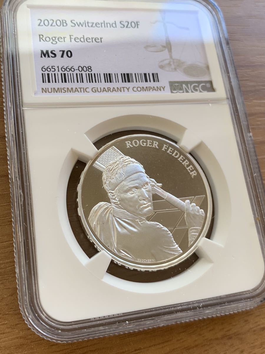 NGC鑑定MS70 ロジャーフェデラー 銀貨 シルバーコイン スイス連邦造幣局 モダンコイン フラン テニス 芝の王者 BIG4