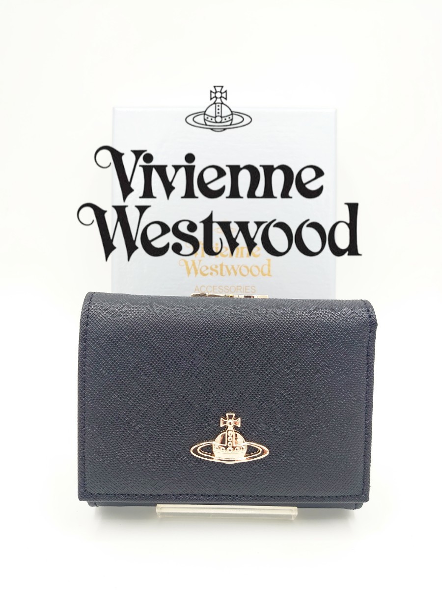 【新品】Vivienne Westwood ヴィヴィアン ウエストウッド 三つ折り財布 レザー ブラック_画像1