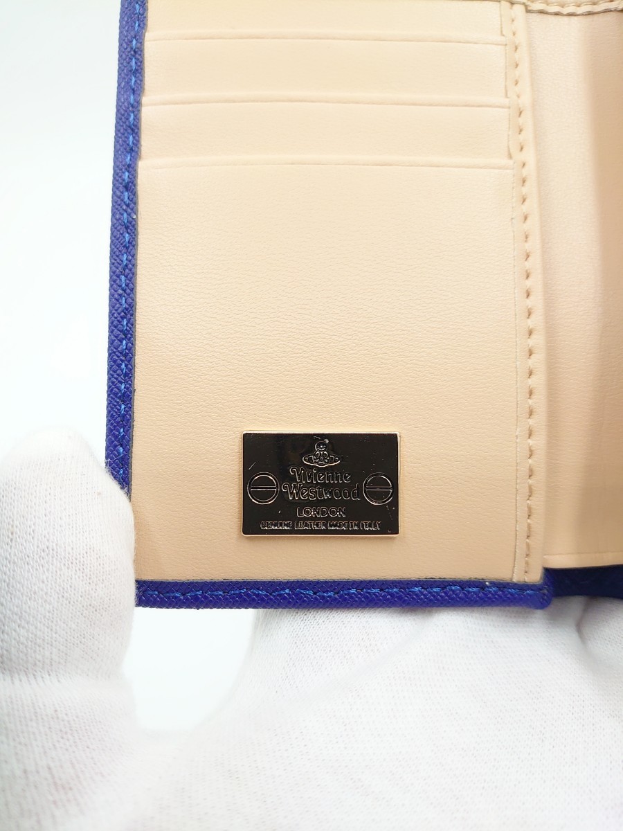 Vivienne Westwood ヴィヴィアン ウエストウッド 三つ折り財布 がま口 ブルー_画像7