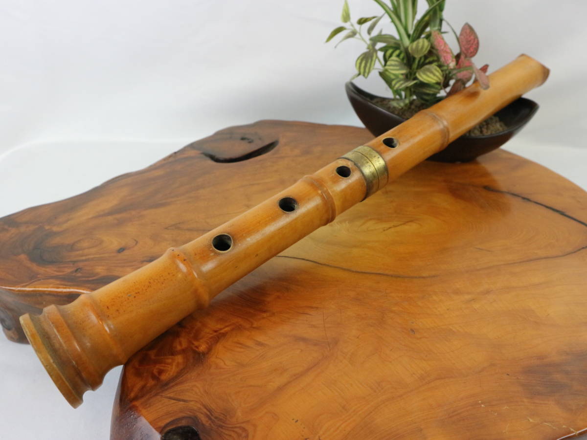 古楽器 和楽器 尺八 學風調 約48㎝ 木管楽器 縦笛 竹製 伝統楽器 時代物_画像1