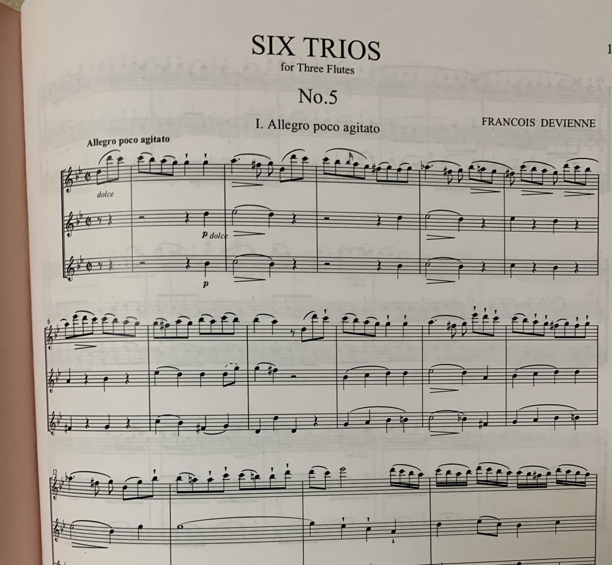 楽譜 フルート3重奏曲 ドヴィエンヌ作曲 6つのトリオ 第5番 スコア Devienne SIX TRIOS No.5 Score_画像2