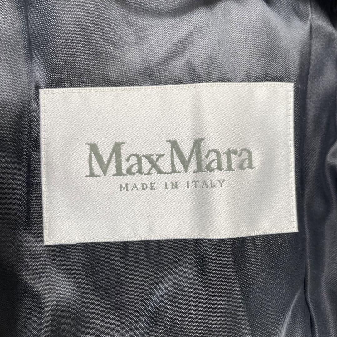 【美品】MAX MARA マックスマーラ 白タグ 最高級アルパカウール テディコート ロングコート ブラック グレー 女優襟 白タグ 38