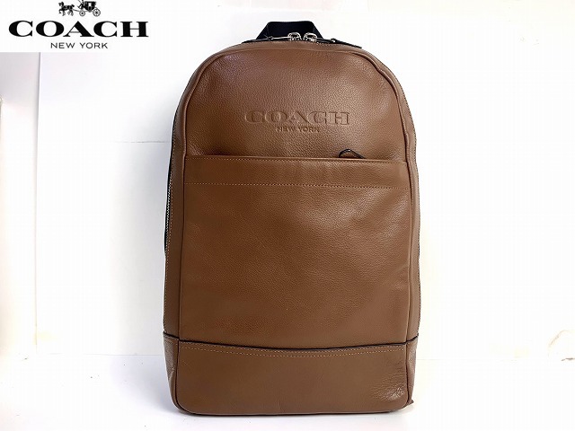 美品★送料無料★ コーチ メンズ COACH チャールズ スポーツ レザー バックパック リュックサック ブラウン