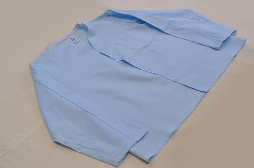 アメリカ軍放出実物新品 パジャマトップ ライトブルーLサイズ新品スリーピングシャツ長袖の画像7