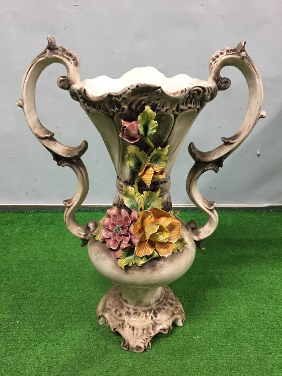 カポディモンテ フラワーベース イタリア製 花瓶 陶器-