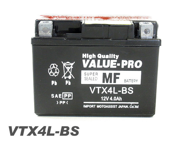 VTX4L-BS 即用バッテリー ValuePro / 互換 YT4L-BS スーパーカブ メイト バーディ シャリィ プレスカブ ブロード50 JOKER ジョーカー_画像1