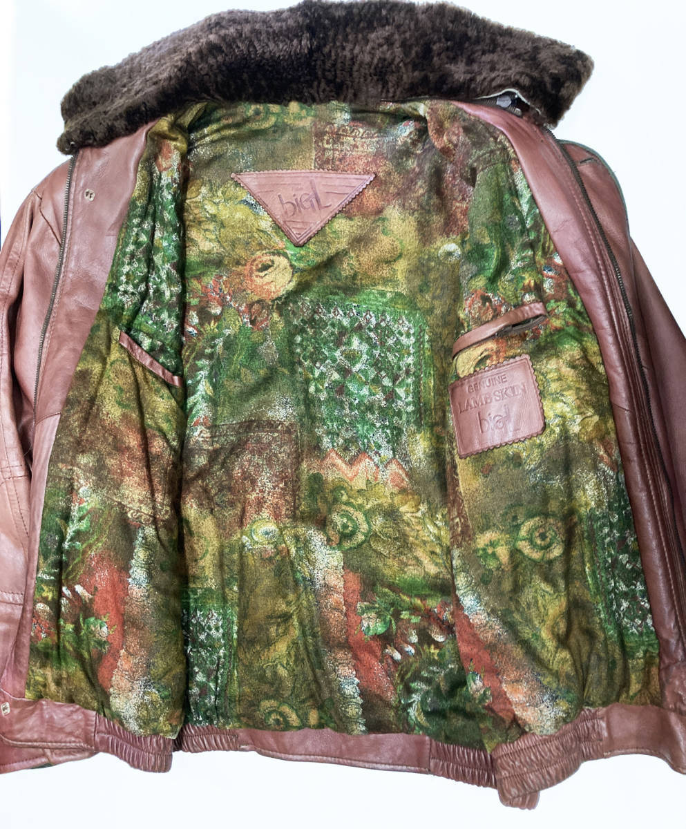 Genuine Lamb Skin bigL ラム本革 ボンバージャケット Made in Finland、ビンテージ,革ジャン,オールド,ジャンパー,ジャケット ★中古品 Genuine Lamb Skin bigL ラム本革 ボンバージャケット Made in Finland、ビンテージ,革ジャン,オールド,ジャンパー,ジャケット ★中古品