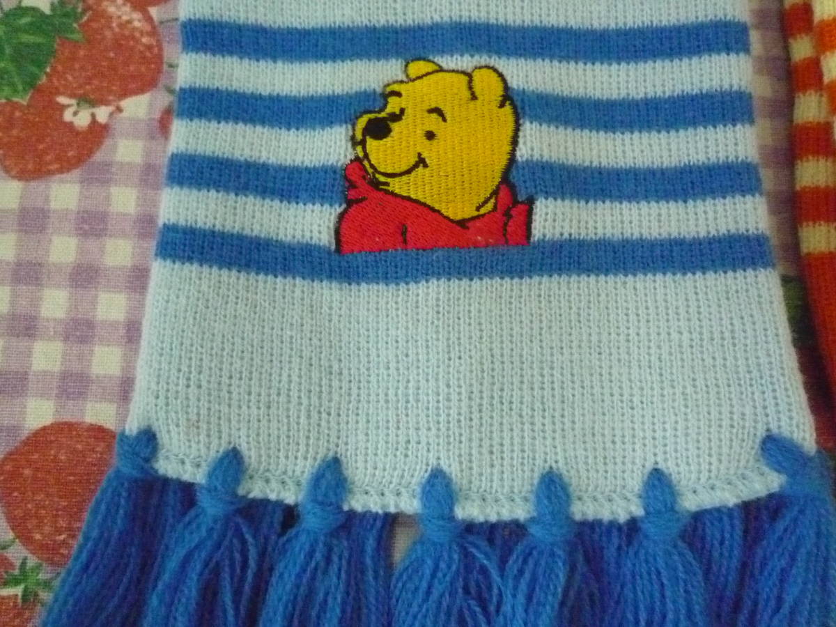 * man muffler Disney Pooh color difference light blue . orange border fringe attaching same pattern 2 point set 