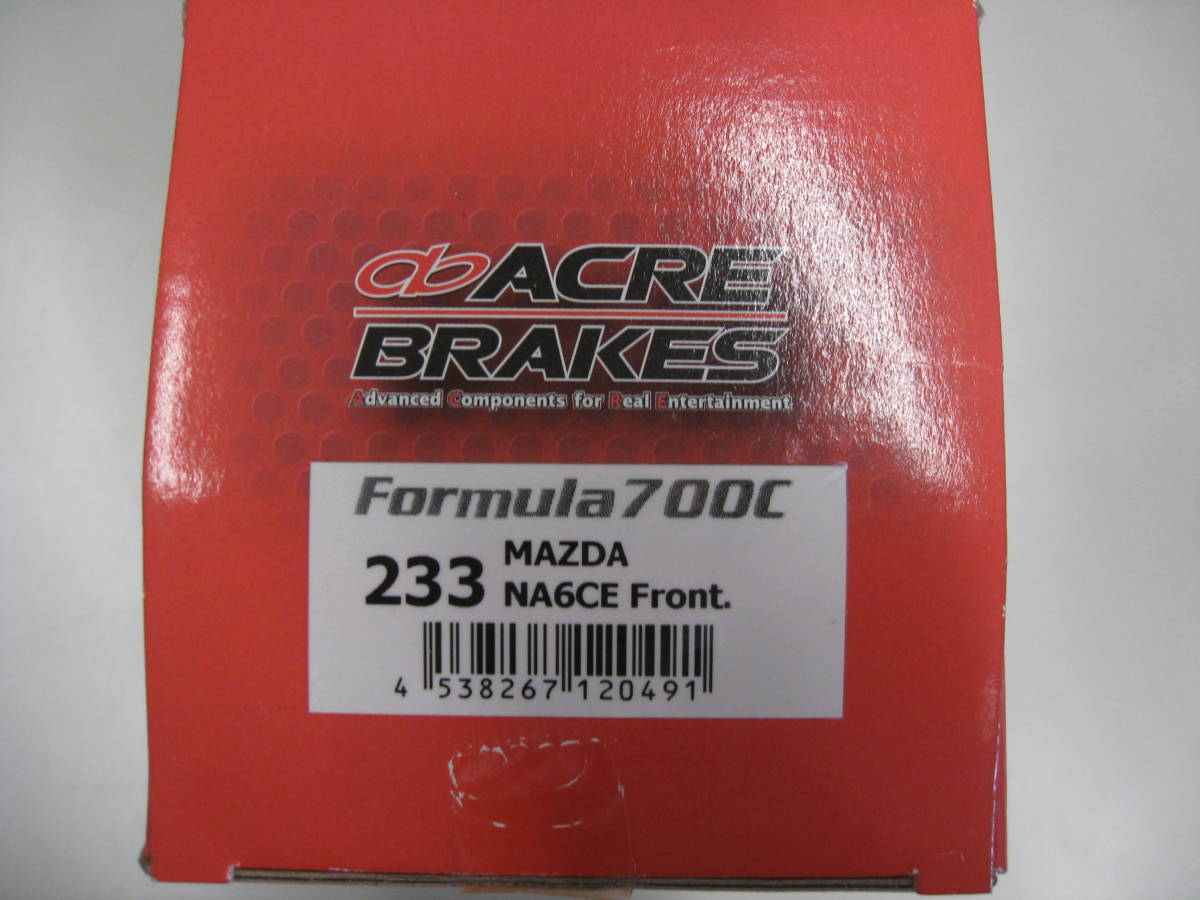 acre Acre тормозные накладки Formula700c 233 Mazda Roadster NA6CE передний 