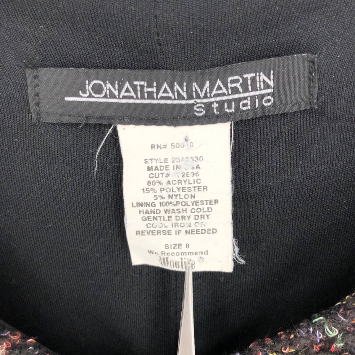 サイズ８ JONATHAN MARTIN ワンピース 黒 ツイード調 長袖 リユース ultralto sw0275_画像3