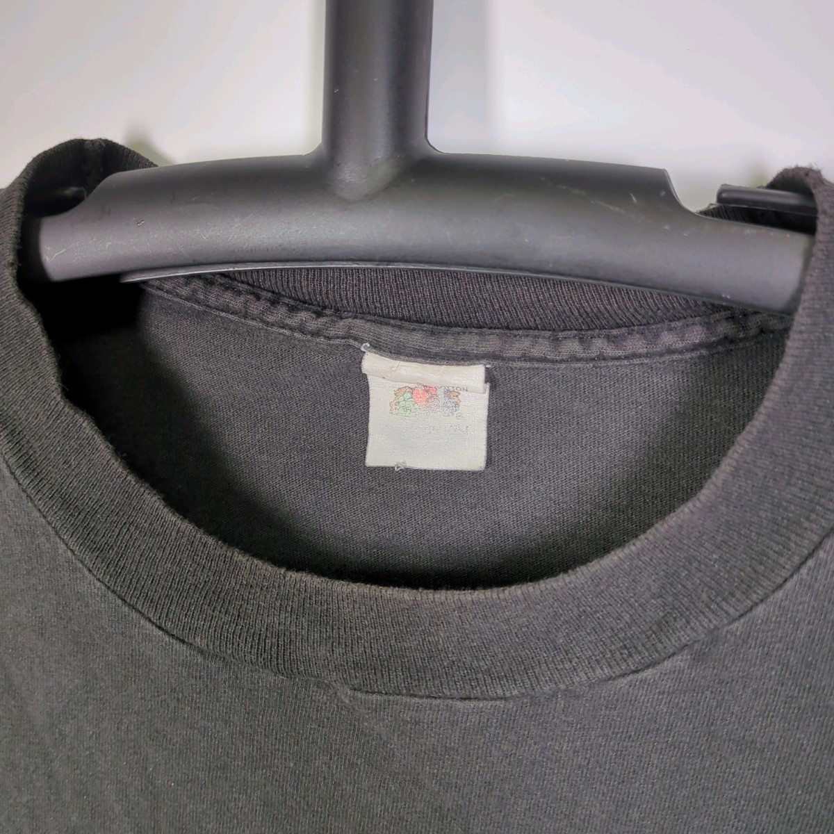 L ヴィンテージ シングルステッチ フルーツオブザルーム ポケット Tシャツ ブラック 無地 半袖 リユース ultramto ts1210の画像8