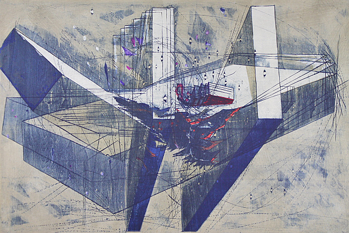 ①河内成幸 【1984 加速夢(Ⅶ)】 木版画 直筆サ...+sobrape.com.br