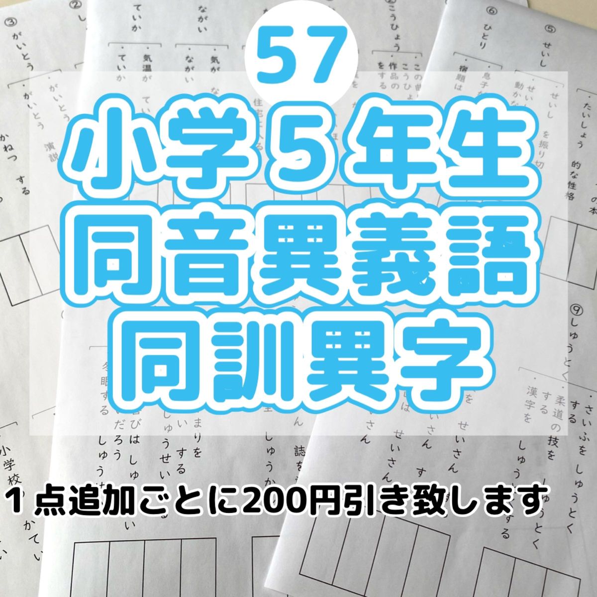 57 小学５年生　同音異義語　同訓異字プリント ドリル　漢字　サピックス 公文式 七田 くもん