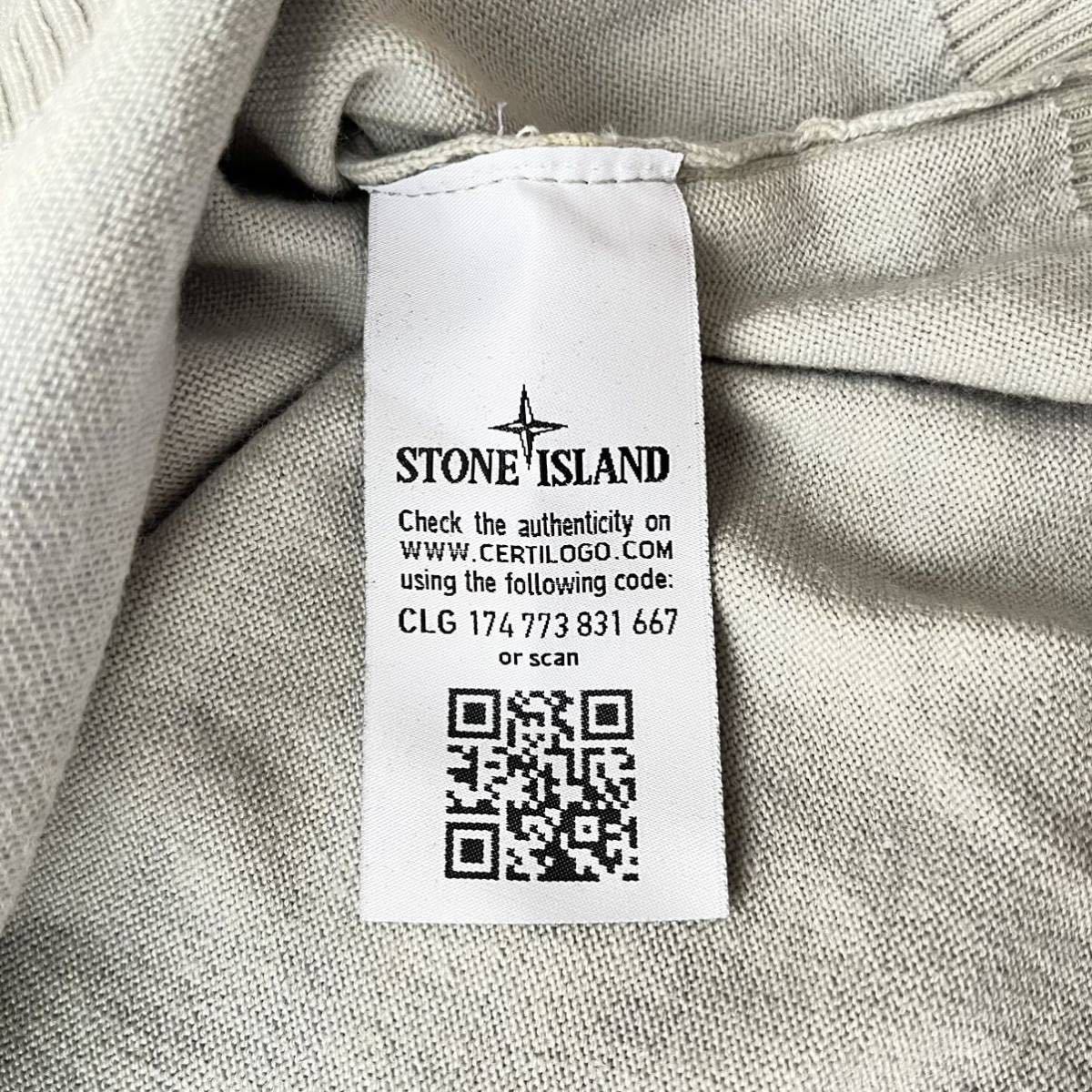 【2022AW】STONE ISLAND(ストーンアイランド) クルーネックニット ウールセーター XL ライトグレー コンパスロゴパッチ タグ付き 正規品_画像9