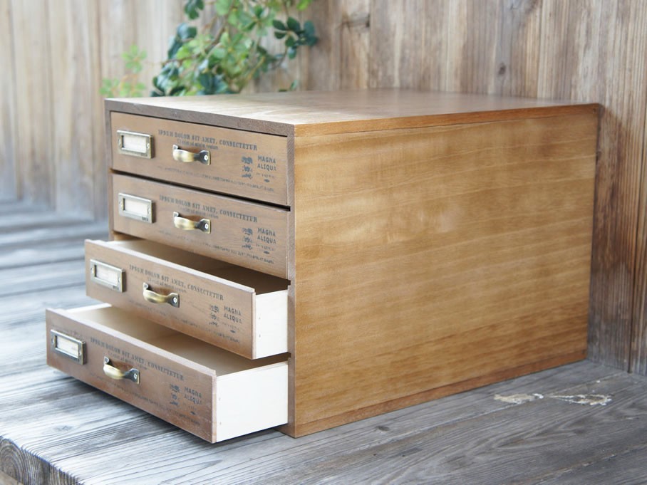 4段書類ケース A4サイズ収納 アンティーク調 木製書類箱 日本製 雑誌掲載