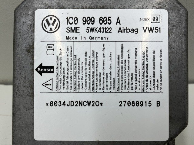 VW New Beetle 9C 07 year 9CBFS air bag computer ( stock No:514913) (7476) #