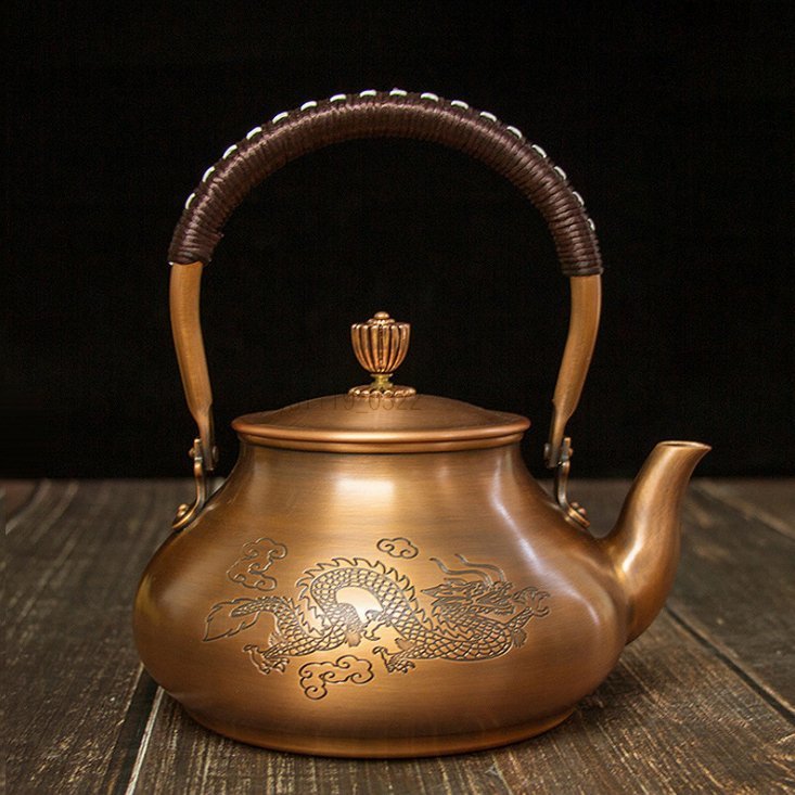 入手困難！手作り 銅製銅瓶 提梁銅瓶 コーティングなし 老銅瓶 やかんを沸かす お茶の道具 ティーポット 1300ML