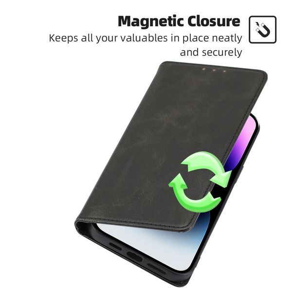 iPhone 15 用 スマホケース 新品 手帳型 レザー 耐衝撃 アイフォン カード収納 携帯ケース ブラック_画像5