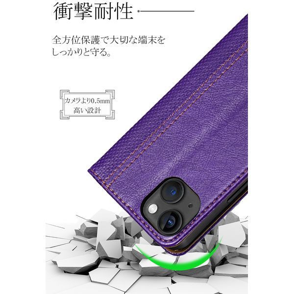 iPhone 15Pro 用 スマホケース 新品 手帳型 レザー 耐衝撃 カバー アイフォン カード収納 携帯ケース TPU ブルー_画像8