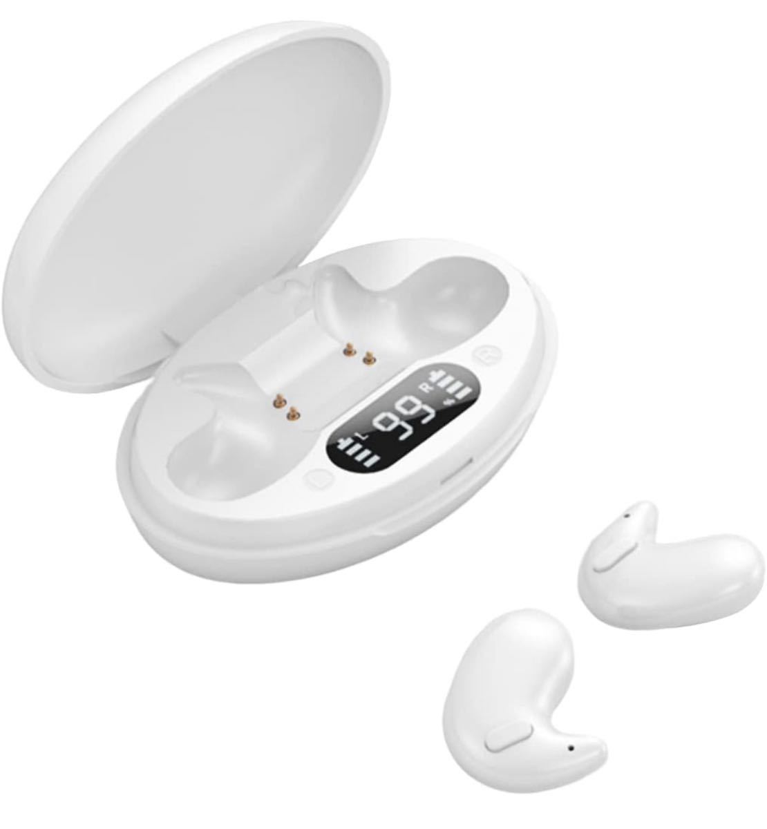 Kandar 寝ホン 睡眠用イヤホン 痛くない ワイヤレス Bluetooth 超小型 インナーイヤー型 左右分離型 片耳/両耳 Type‐C (ホワイト)_画像1