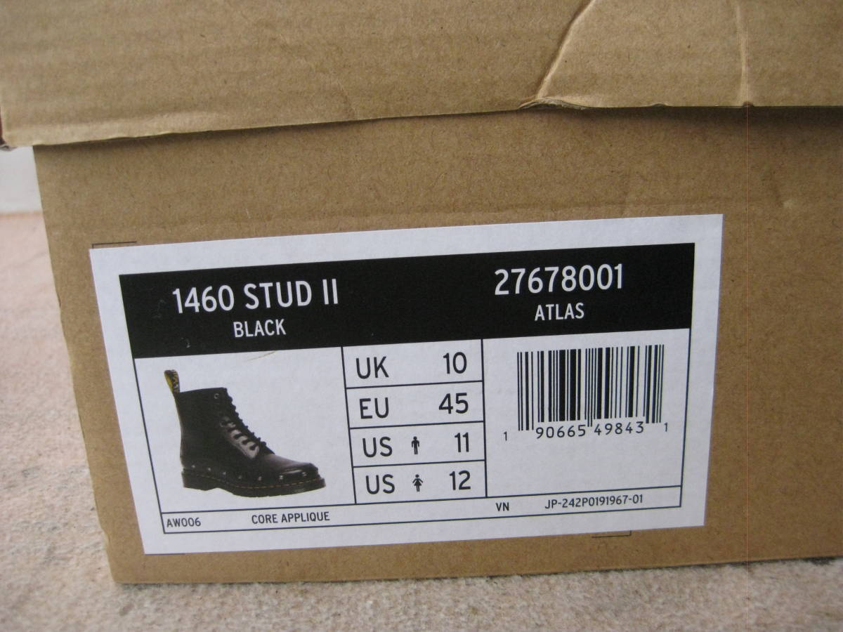 *Dr.Martens мужской ботинки 1460 STUD 2 8 отверстие чёрный UK10 EU45 новый товар 