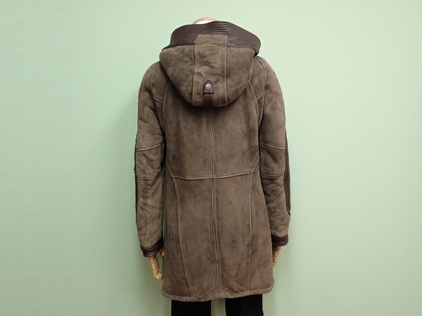 John de Risi высококлассный мутоновое пальто *42# Италия производства / кожа пальто / с капюшоном ./ "куртка пилота" способ /@A1/100 размер /23*9*4-6