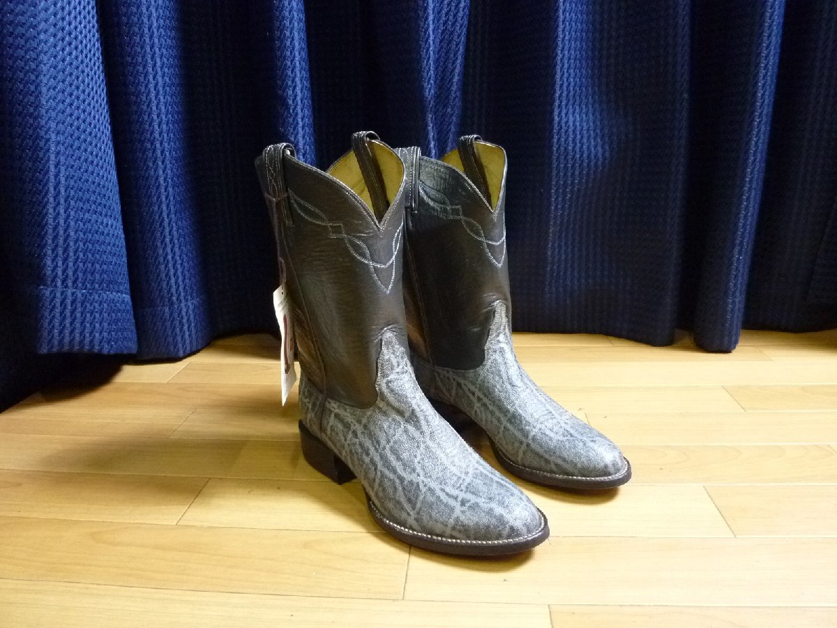 ▲ デッドストック品 ? Tony Lama トニーラマ 2040 SIZE 7 1/2 D ブーツ ブラック 黒 グレー 灰色 ELEPHANT ? エレファント ? 象 ? 象革 ?