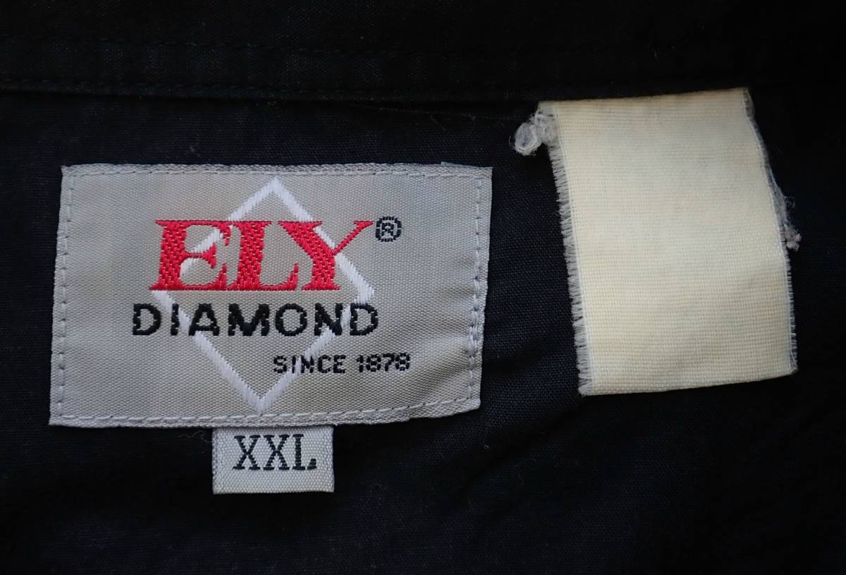 4975/ELY DIAMOND long sleeve western shirt XXL* laundry Press settled * cat pohs possible * rom and rear (before and after) embroidery entering snap-button Vintage feather cactus old clothes 