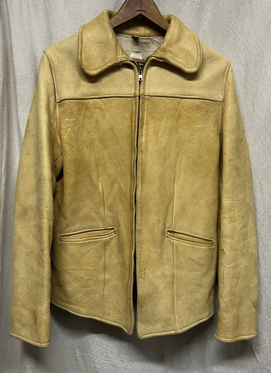 40s ディアスキン レザー スポーツジャケット VINTAGE 70s ビンテージ ディアスキン レザージャケット 鹿革 クラフト