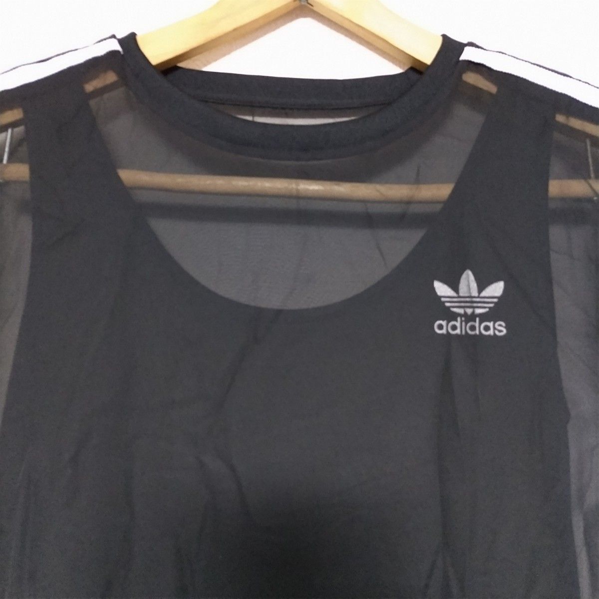 adidas シースルーブラック半袖 ワンピース 新品タグ付き adidas originals アディダス シースルー ロング