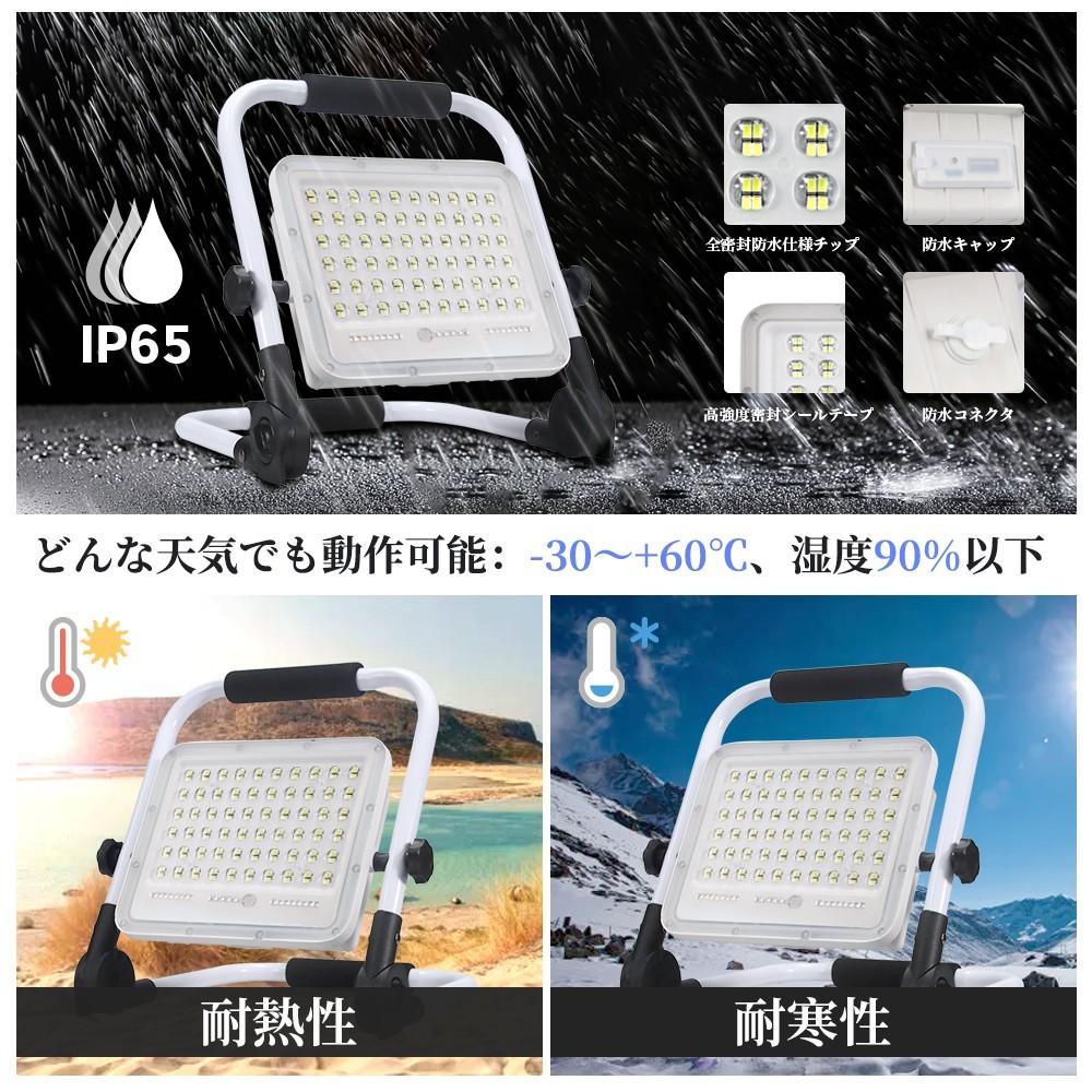  including carriage 2 piece 100W 1000W corresponding led rechargeable portable floodlight 7200LM 5. mode waterproof folding type steering wheel type working light wide-angle working light floodlight WKT