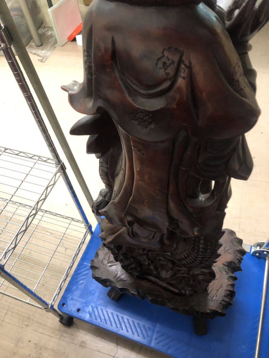 仏教美術 木彫仏像 精密細工 木彫り　紫檀　黒檀木 観音菩薩像　仏像　置物 高さ120cm 中国_画像5