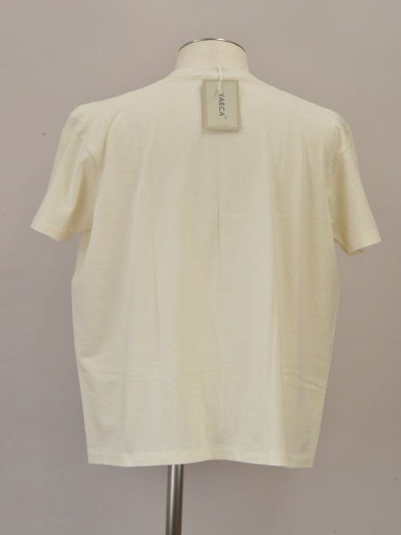 ヤエカ STOCK YAECA 33021 コットン Tシャツ/カットソー 半袖 Mサイズ オフホワイト(KUSAKI YELLOW) メンズ j_p F-S4387_画像2