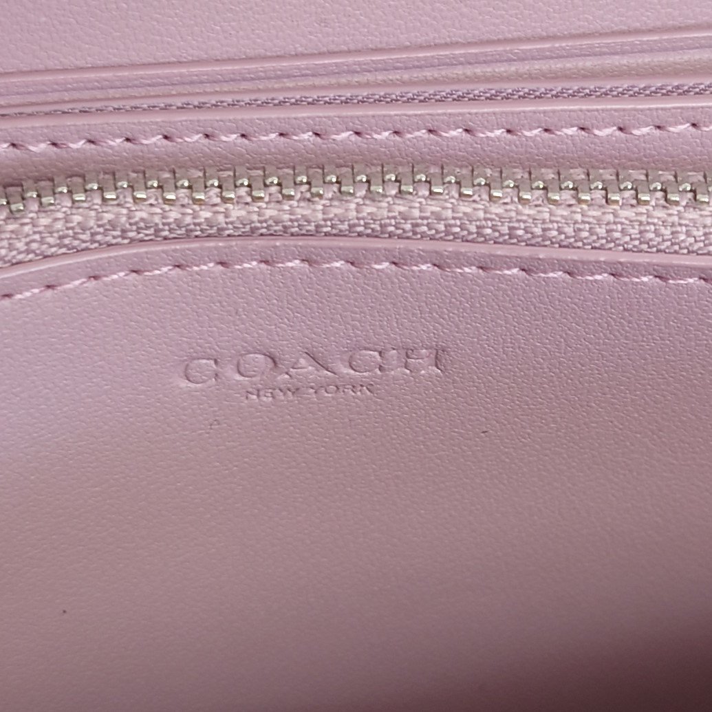 【86】希少 COACH コーチ CK500 アコーディオン ジップ ウォレット シグネチャー デニム レディース 長財布 パープル系_画像7