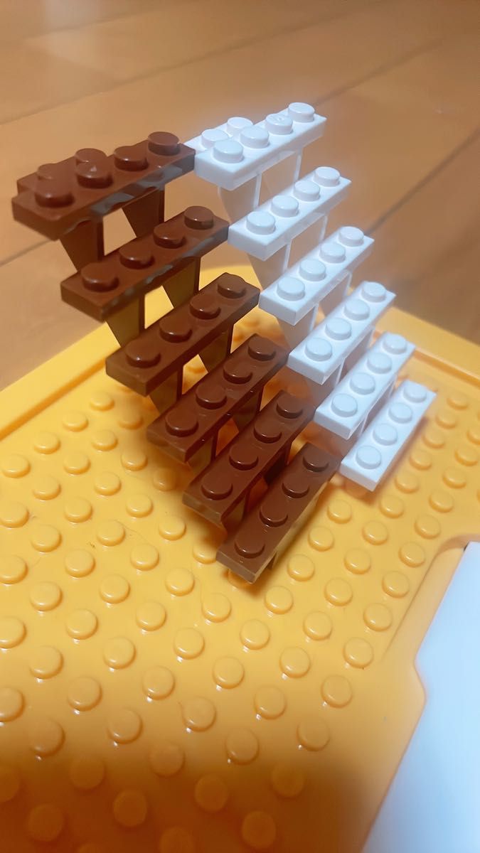 LEGO ブロック 階段 茶色白色 2個セット