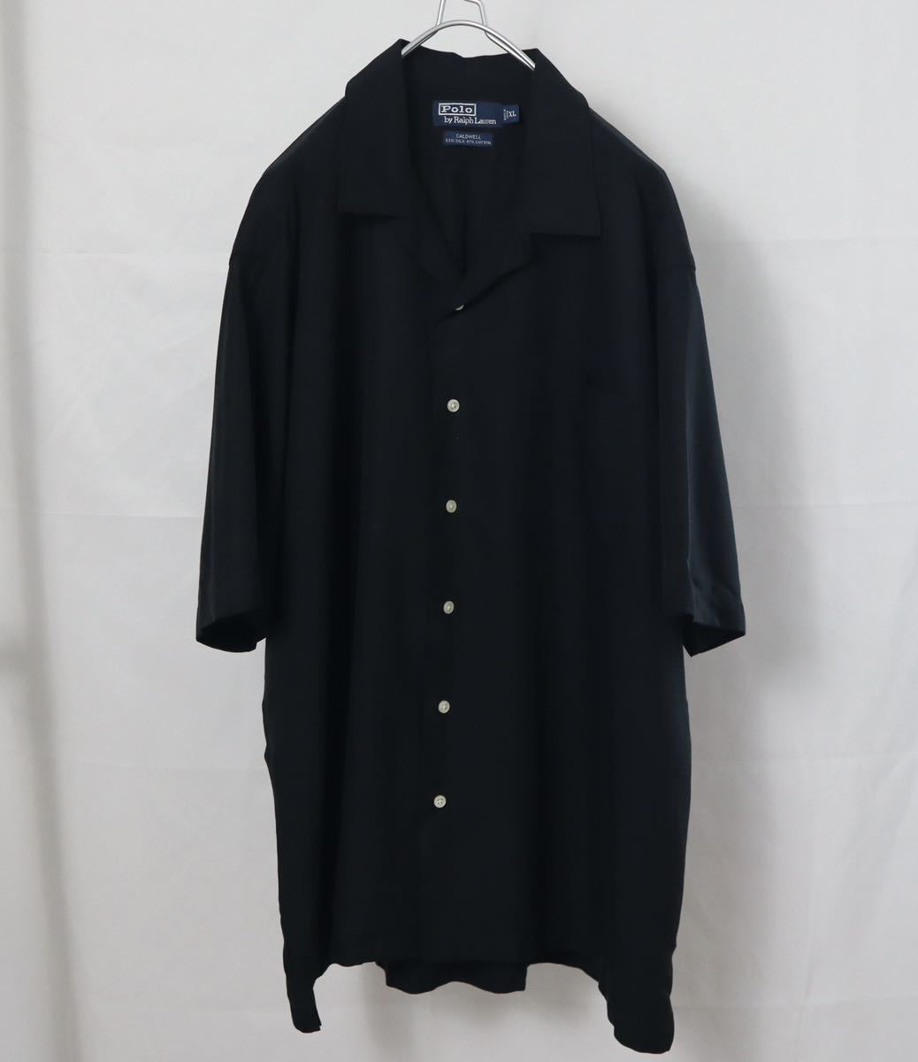 RALPH LAUREN CALDWELL BLACK SHIRT ラルフローレン コールドウェル ブラック 半袖シャツ オープンカラー 開襟シャツ 黒 comoli XL