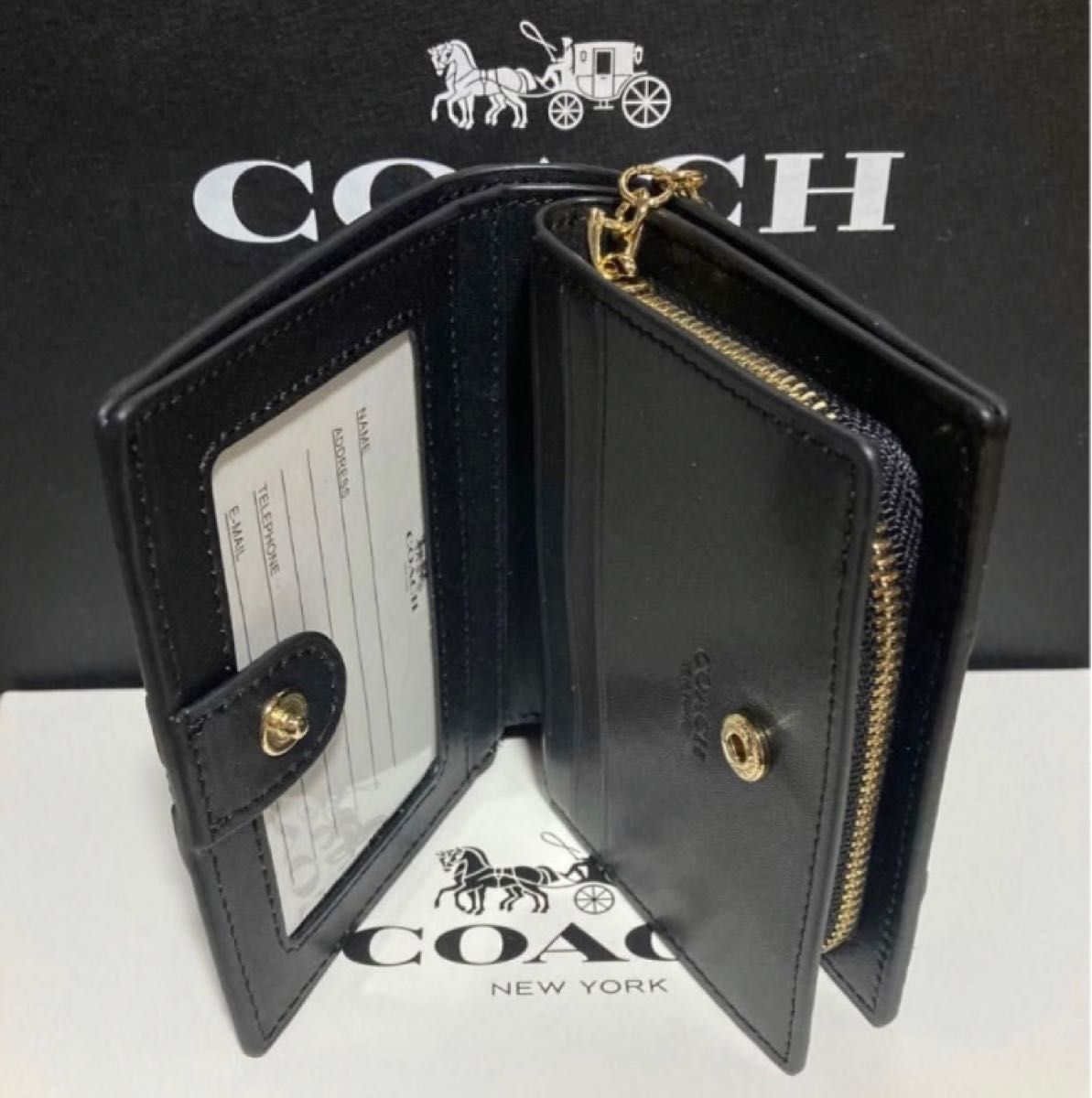 【新品・未使用】COACH 財布 メンズ エンボスシグネチャーブラック 二つ折り財布 コーチ