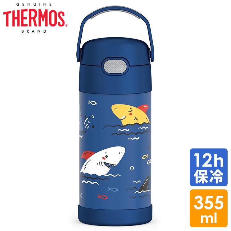 サーモス ステンレス ストロー 水筒 ステンレス水筒 シャーク ストロー 350ml THERMOS 子供 サメ_画像1