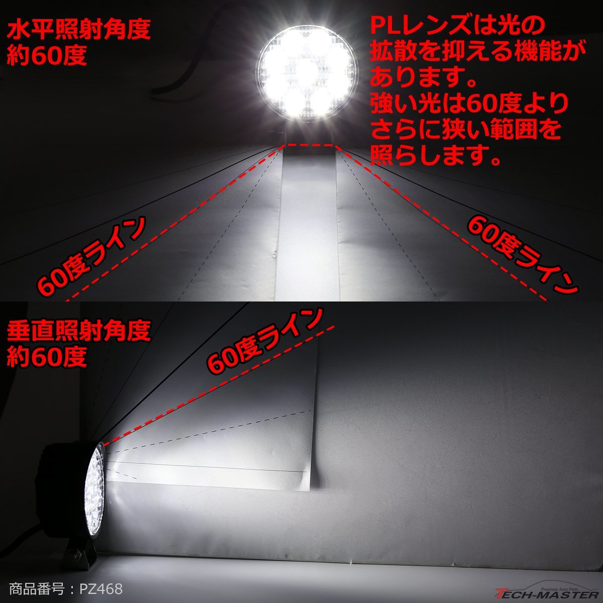 27W ミニLED作業灯 照射60度 防水 屋外 照明 キャンプ/アウトドア/釣り ワークライト 投光器 汎用 DC12V/24V PZ468_画像7