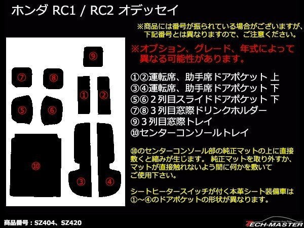 RC1 / RC2 オデッセイ 前期 ラバー ゴム ポケット マット 内装 パーツ キズ汚れ防止に ブルー SZ404-B_画像3