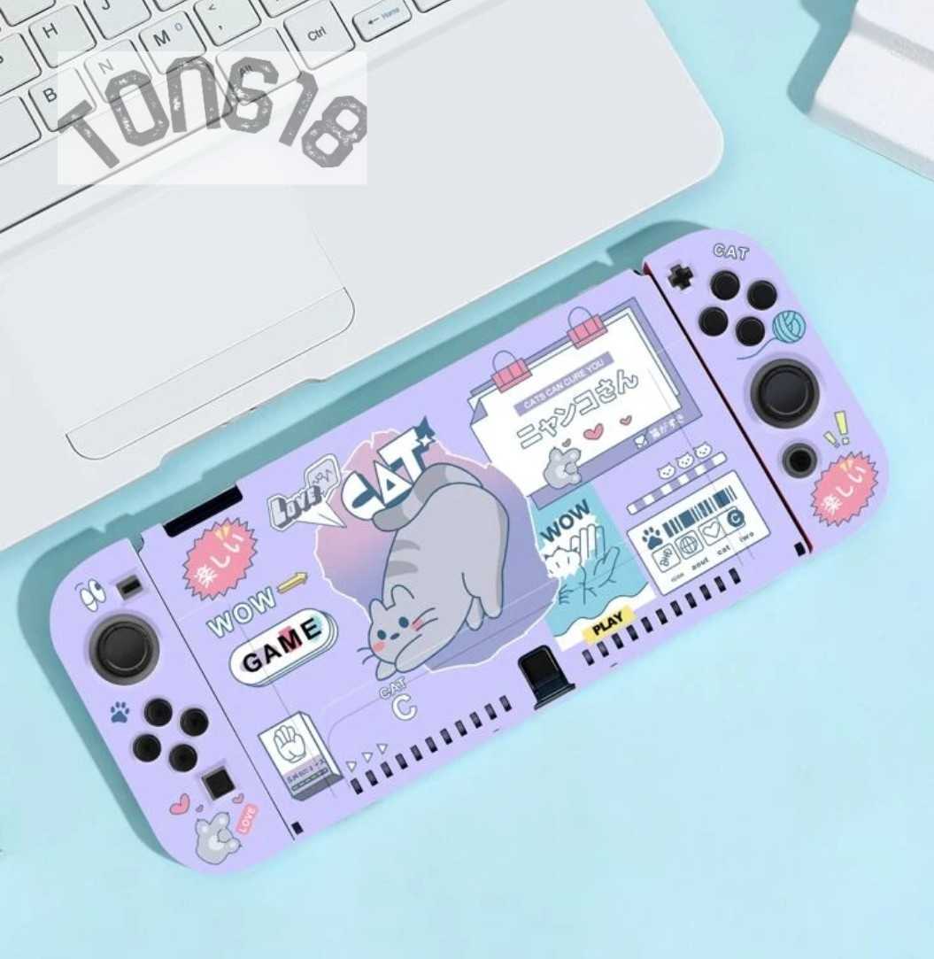 かわいい猫 スイッチケース Nintendo Switch カバー 汚れ防止 パープル