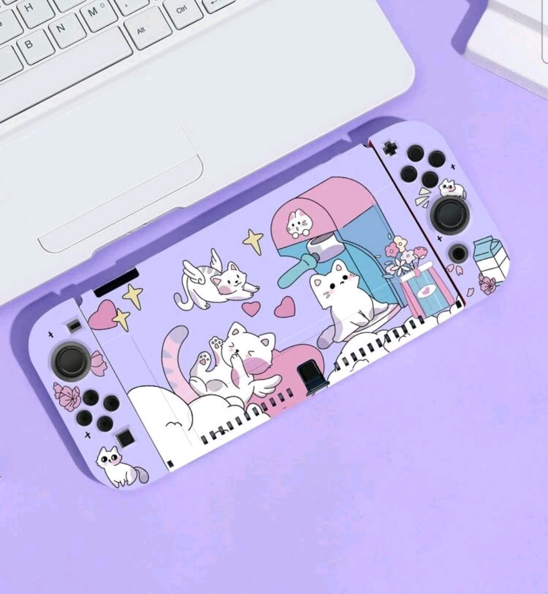 かわいい猫 スイッチケース Nintendo Switch カバー 汚れ防止 パープル その2