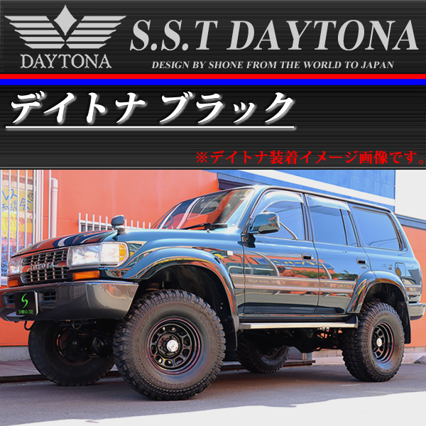 新品 4本価格 会社宛 送料無料 16×8J 6穴 139.7mm ET±0 SHONE SST DAYTONA デイトナブラック 赤/青ライン ランクル キャップ付 NO,SH186_画像6