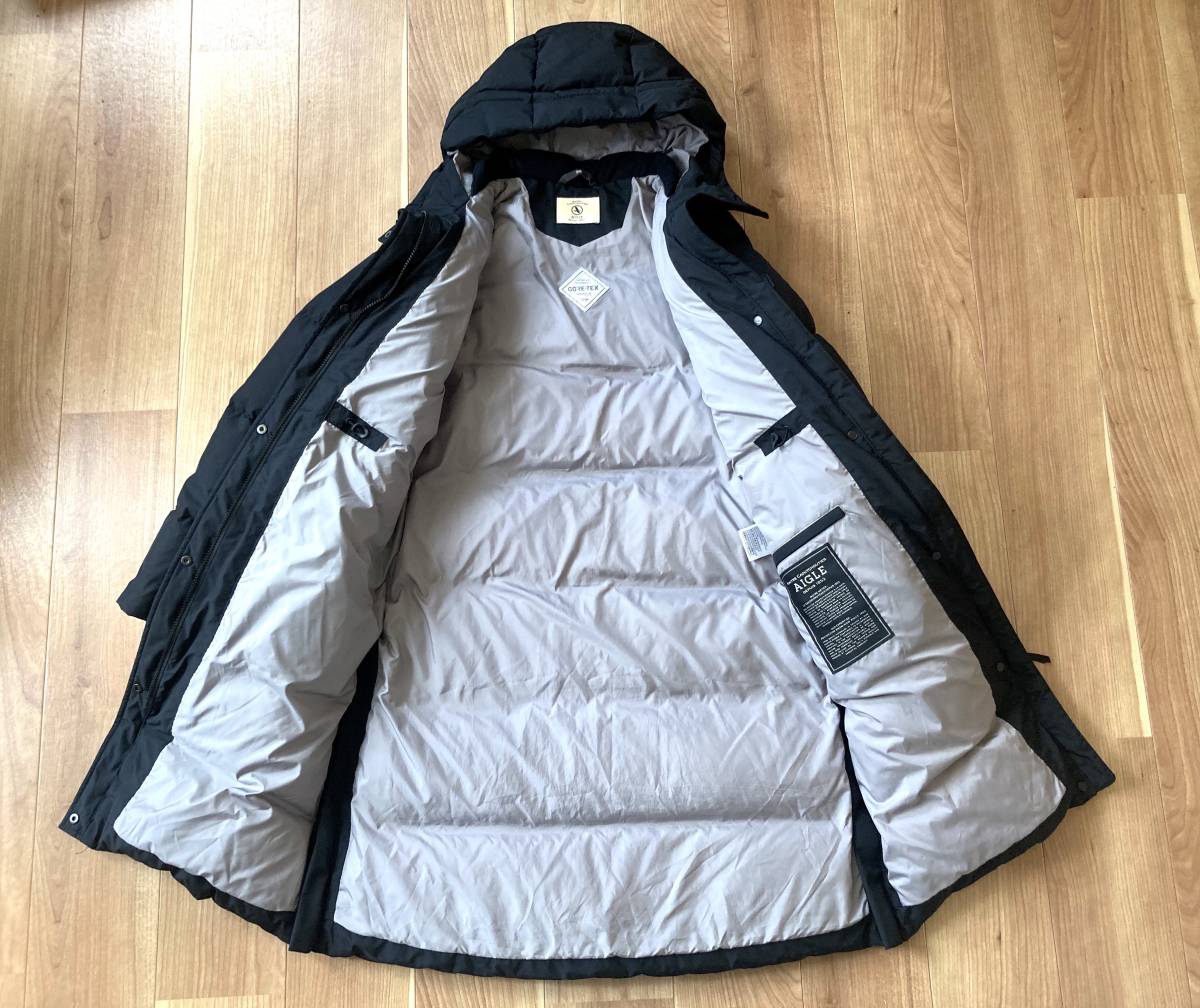 7.6万★防水・透湿・防寒★ AIGLE / GORE-TEX / YOKON DOWN GD ヨコン タウン コート 黒 38 / エーグル ゴアテックス ダウン コート_画像9