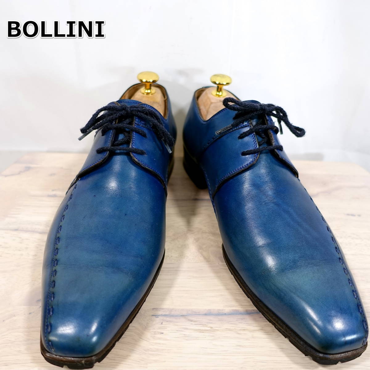 【良品】ボリーニ　オパンケ製法パティーヌダービー　Bollini　ＵＫ６（JP25.5～26.0相当）　青