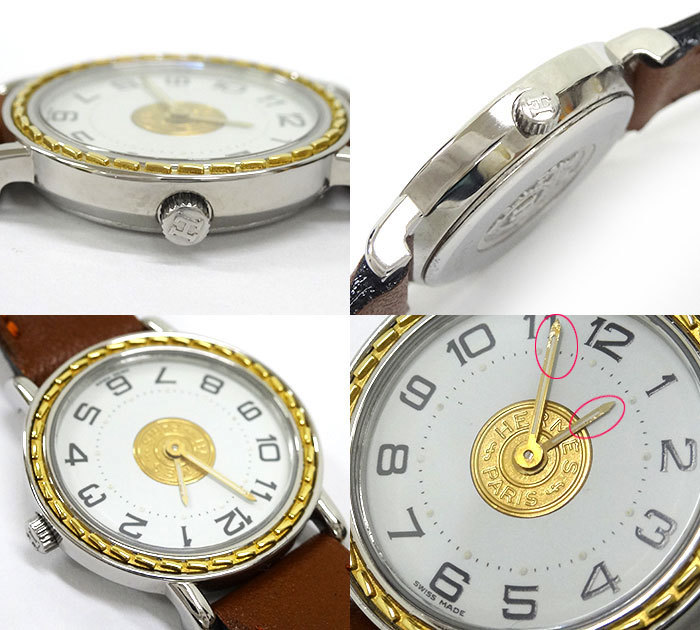 エルメス HERMES セリエ SE4.220 レディース 腕時計 FF3604 クォーツ ホワイト文字盤 ベルト社外品_画像4