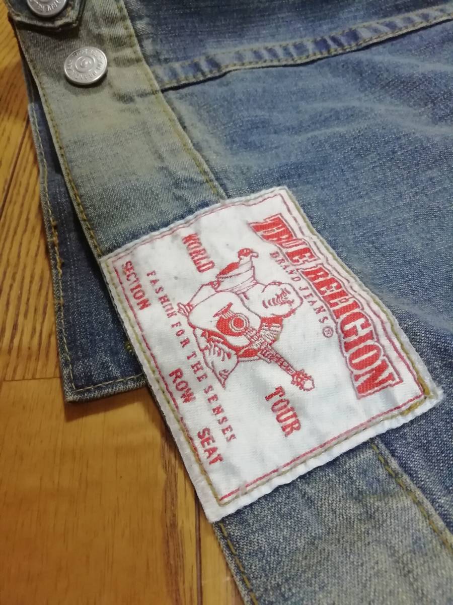 ■True Religion■ビンテージ＆ダメージスタイル・トゥルーレリジョン・デニムベスト● Mサイズ・メンズ●_画像3