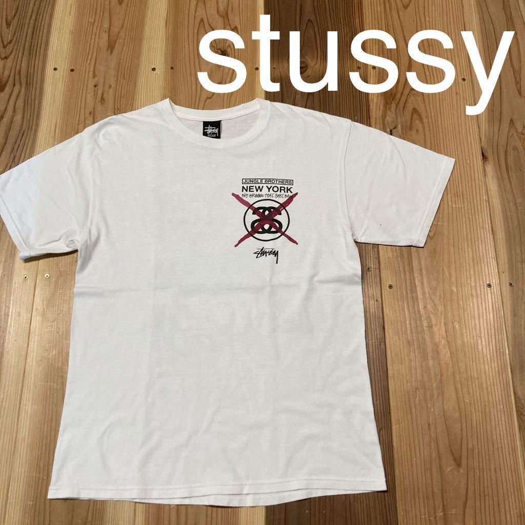 STUSSY ステューシー Tシャツ 半袖 コラボ jungle brothers ビッグプリント 00s サイズM 玉mc2026