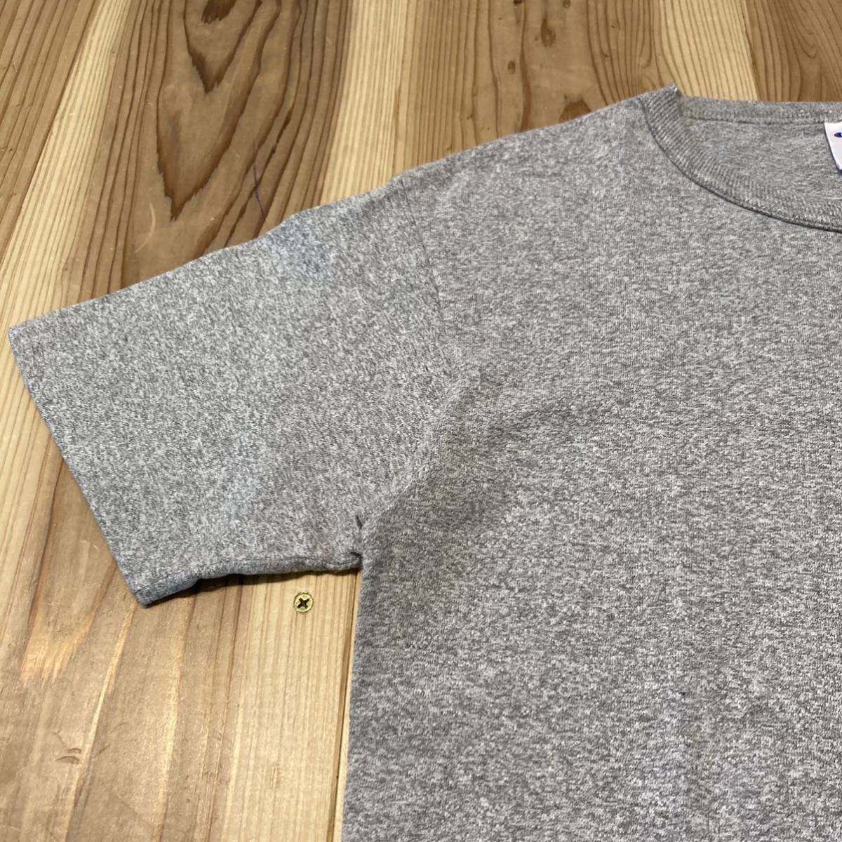 champion チャンピオン USA製 半袖 Tシャツ T1011 アメリカ製 ポケットT 無地 グレー サイズM 玉mc2052_画像4