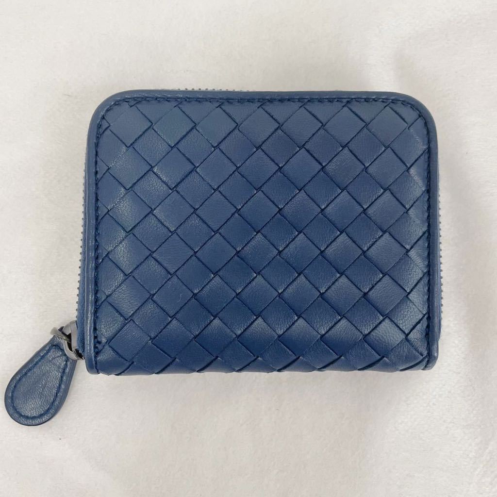 BOTTEGA VENETA 財布 レザー イントレ コインケース　ネイビー　紺　ボッテガヴェネタ 小銭入れ ラウンドファスナー_画像2